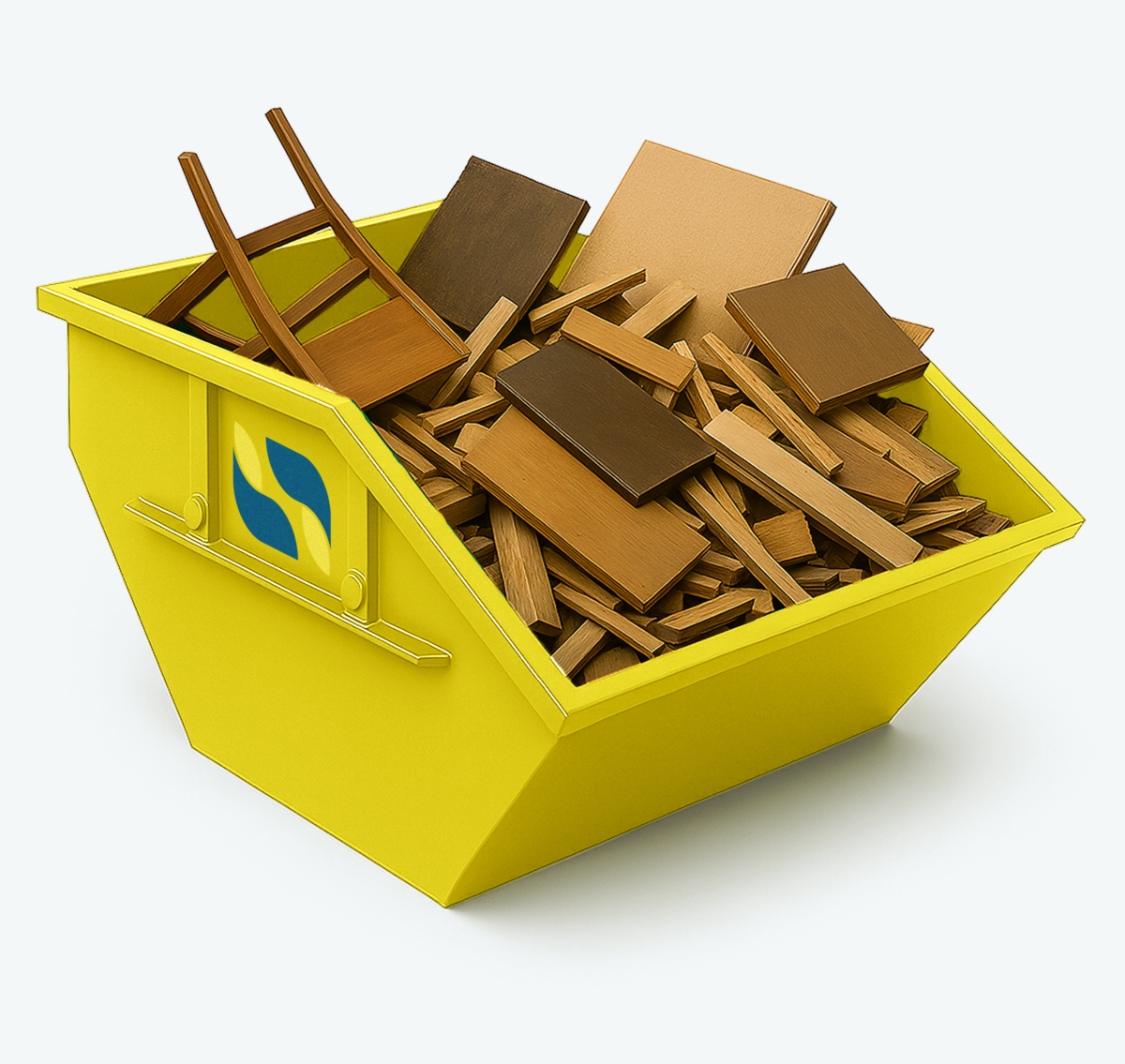 Gelber Container befüllt mit Sperrmüll